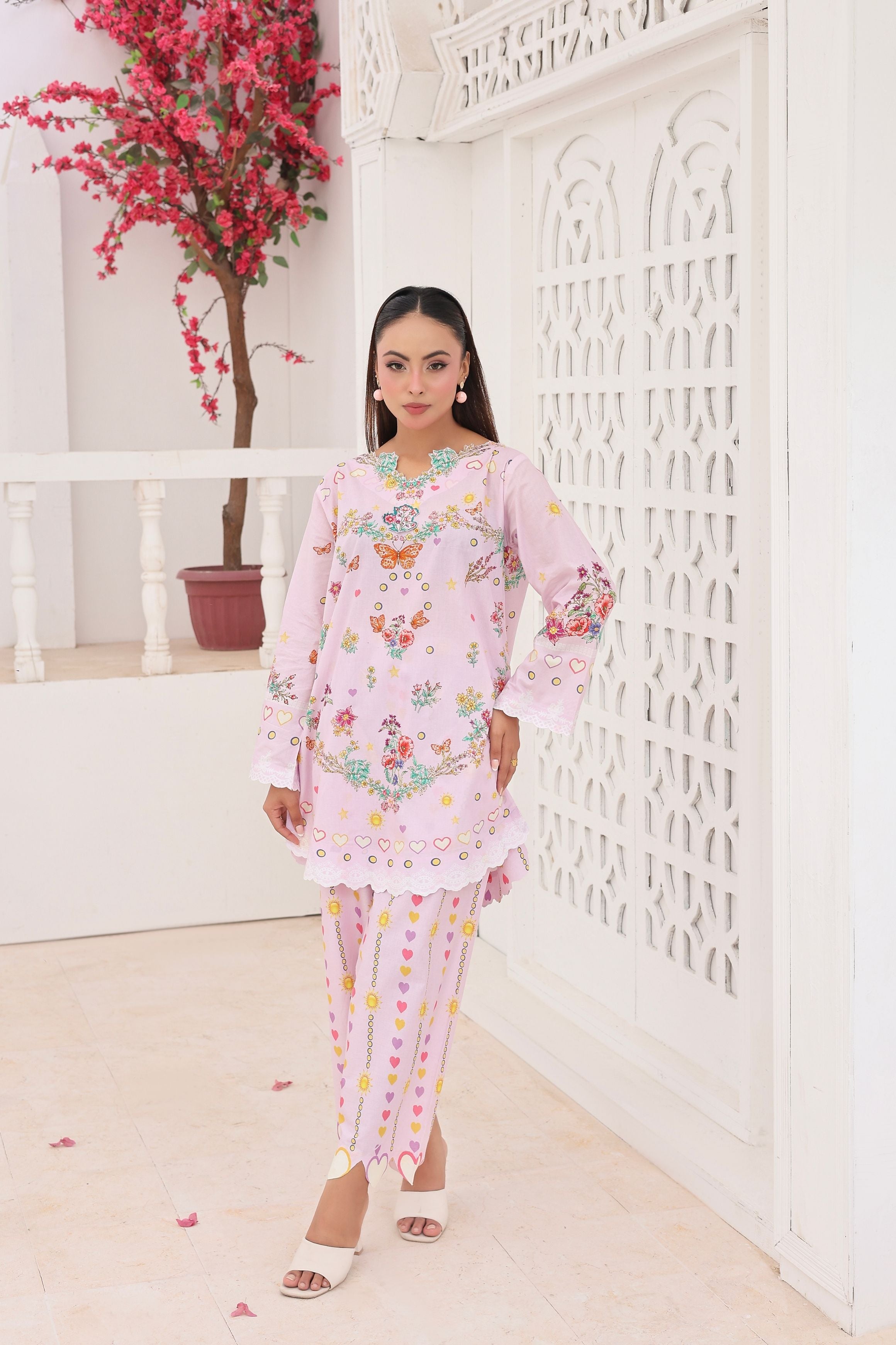 Blush Blossom | 2 Piece Short Shirt Set
