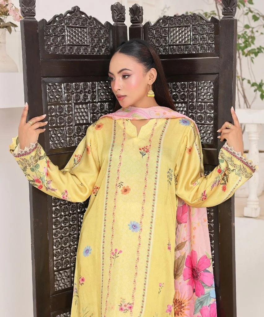 Sunshine Garden | 3 Piece Long Shirt Set with Dupatta