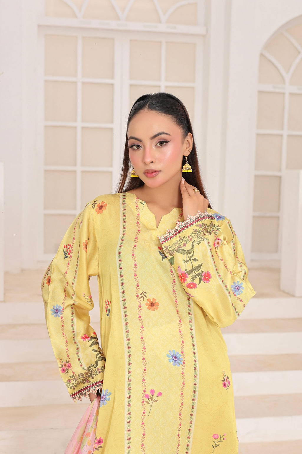 Sunshine Garden | 3 Piece Long Shirt Set with Dupatta