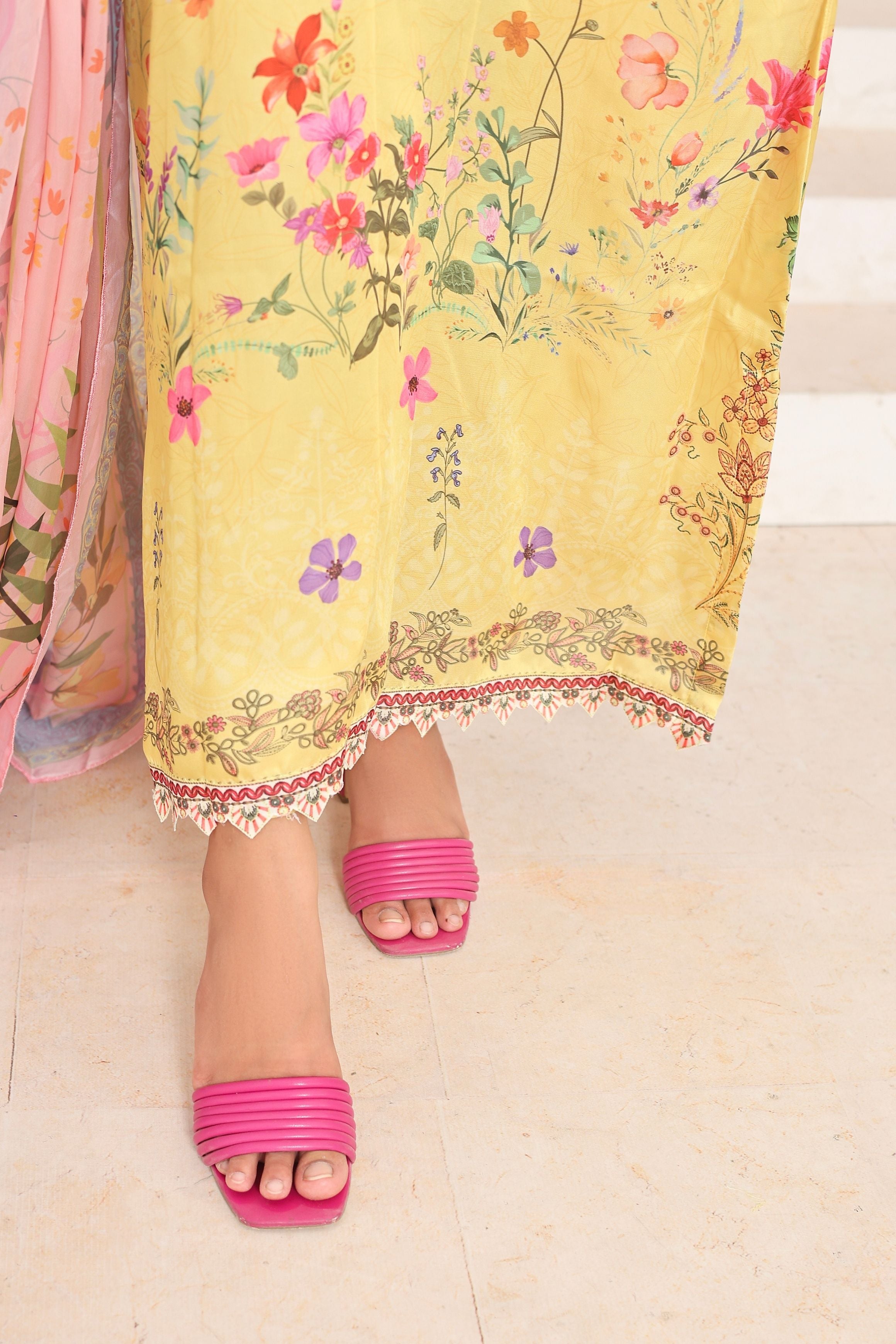 Sunshine Garden | 3 Piece Long Shirt Set with Dupatta