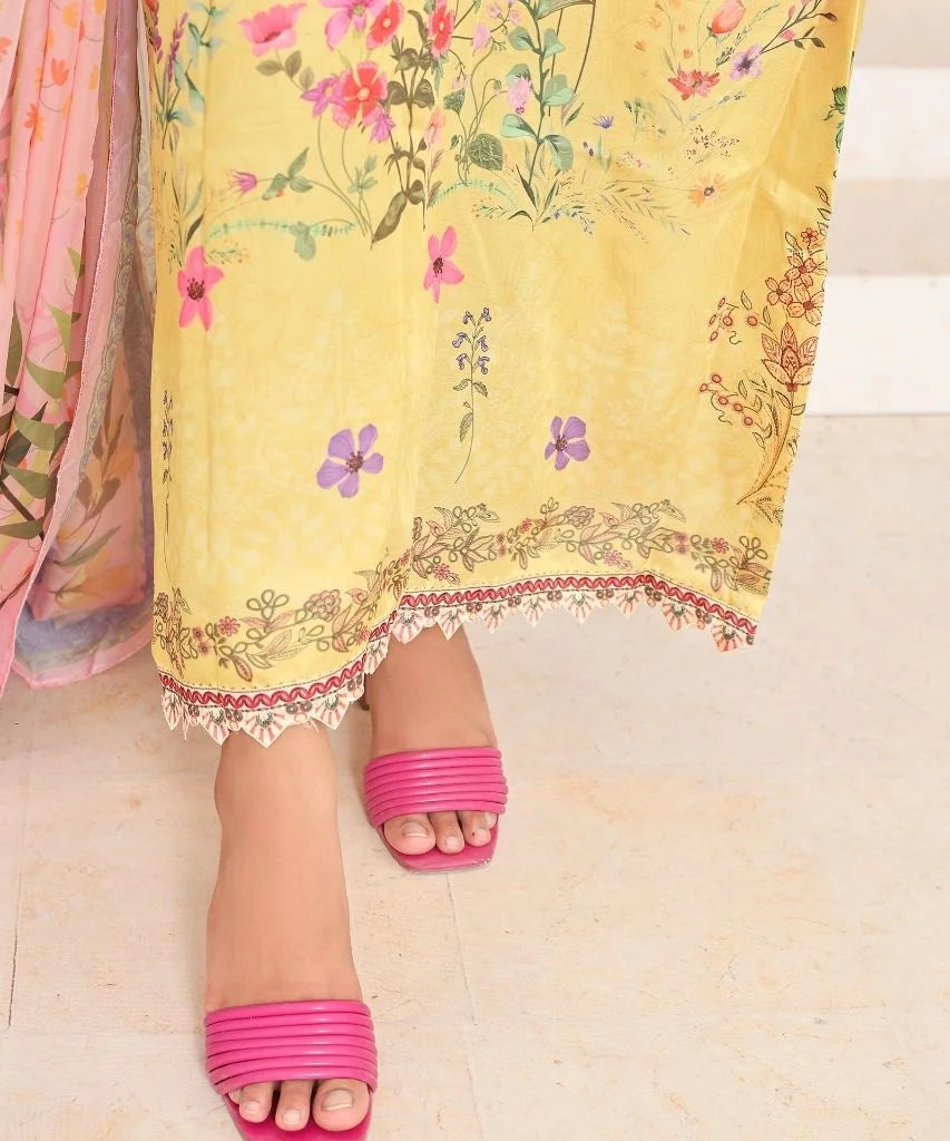 Sunshine Garden | 3 Piece Long Shirt Set with Dupatta