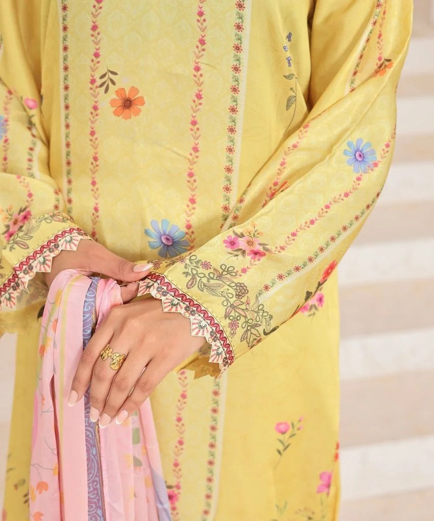 Sunshine Garden | 3 Piece Long Shirt Set with Dupatta