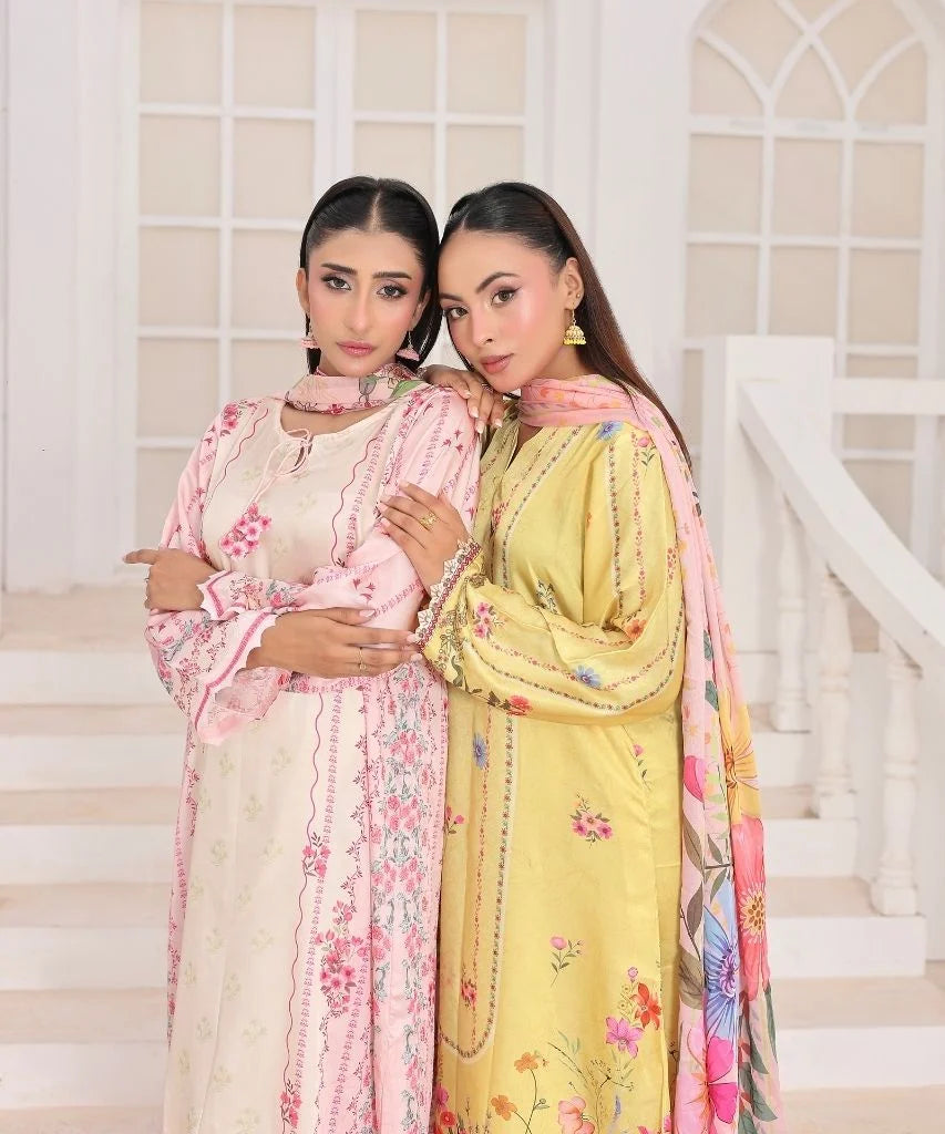 Sunshine Garden | 3 Piece Long Shirt Set with Dupatta