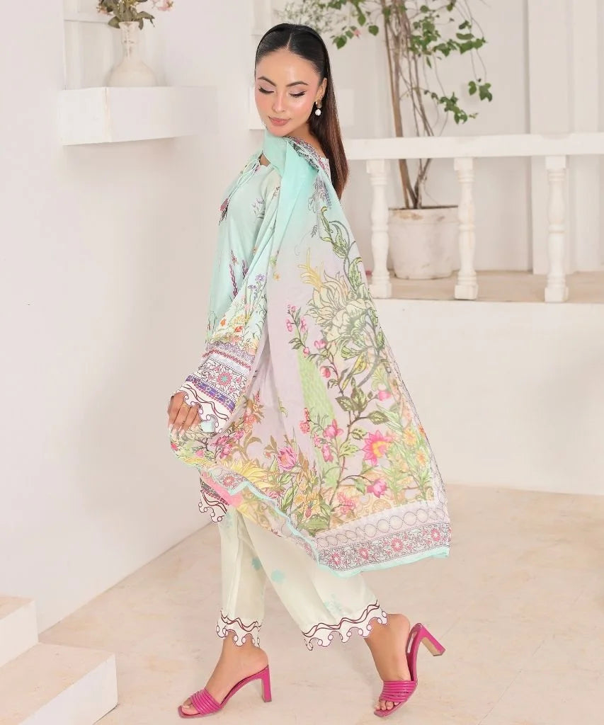 Mint Serenity | 3 Piece Shirt Set with Dupatta