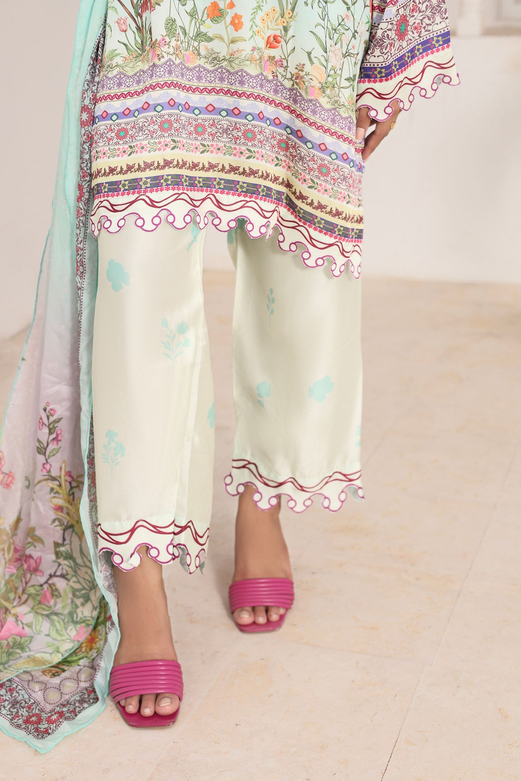 Mint Serenity | 3 Piece Shirt Set with Dupatta