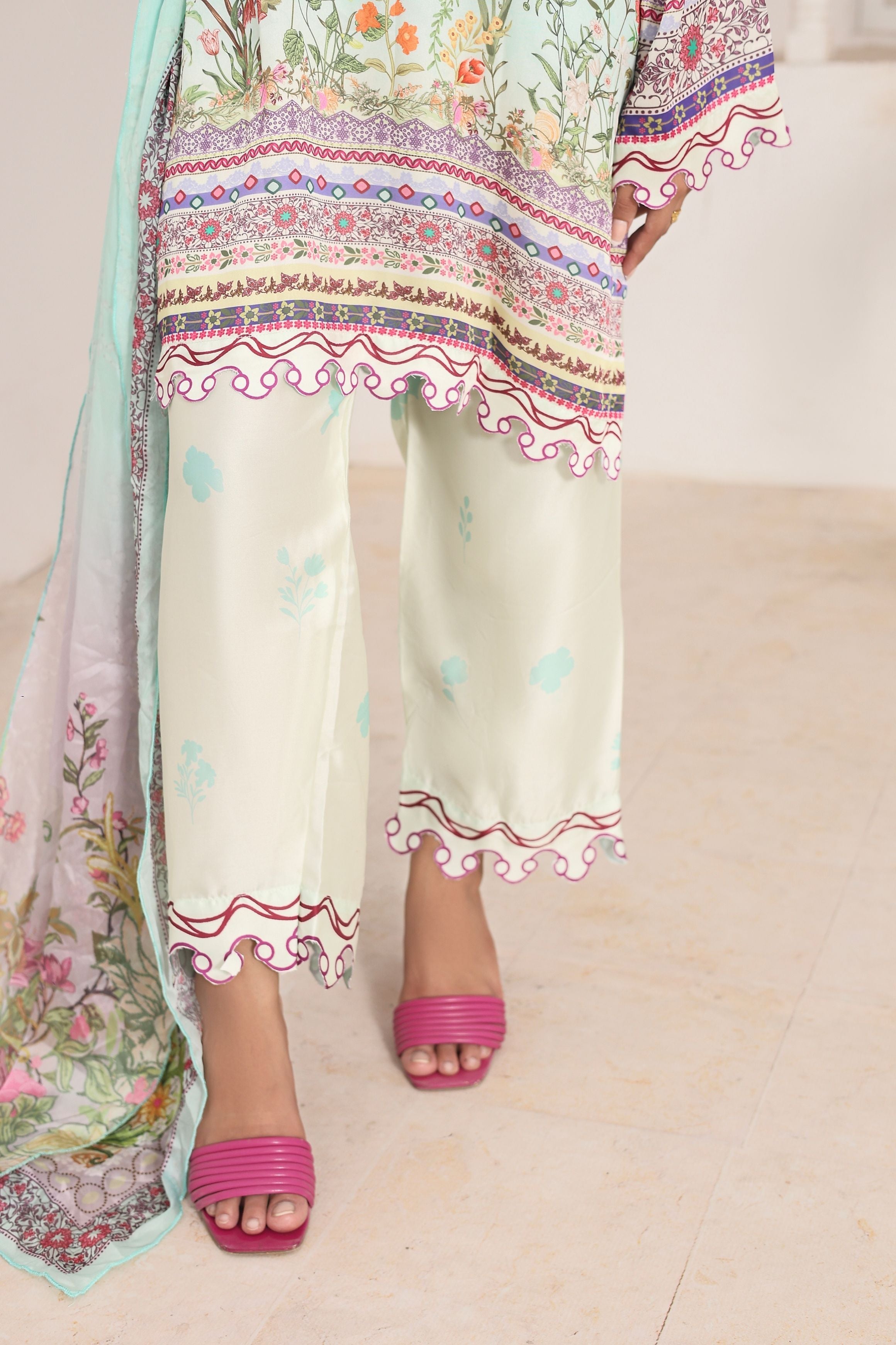 Mint Serenity | 3 Piece Shirt Set with Dupatta