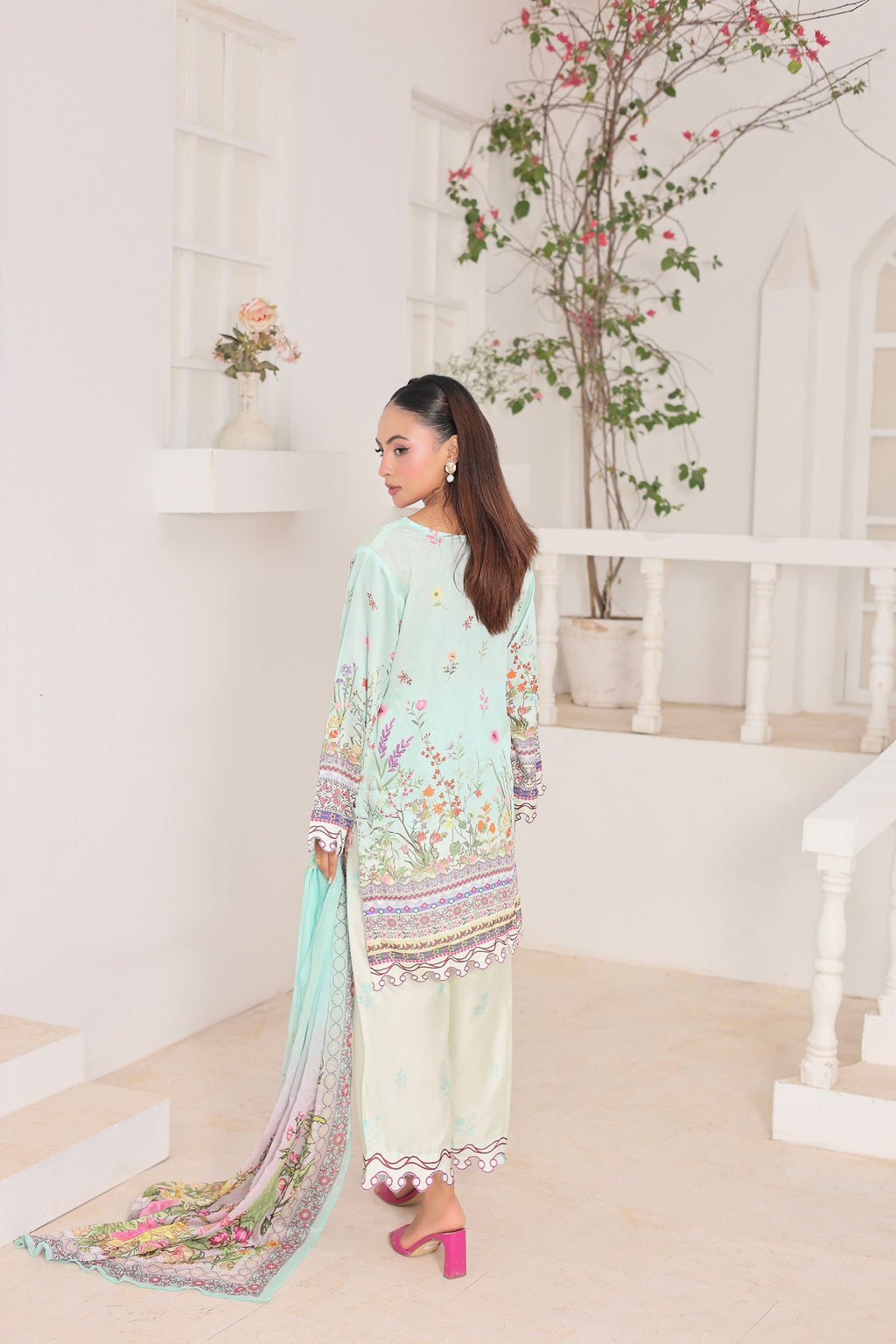 Mint Serenity | 3 Piece Shirt Set with Dupatta