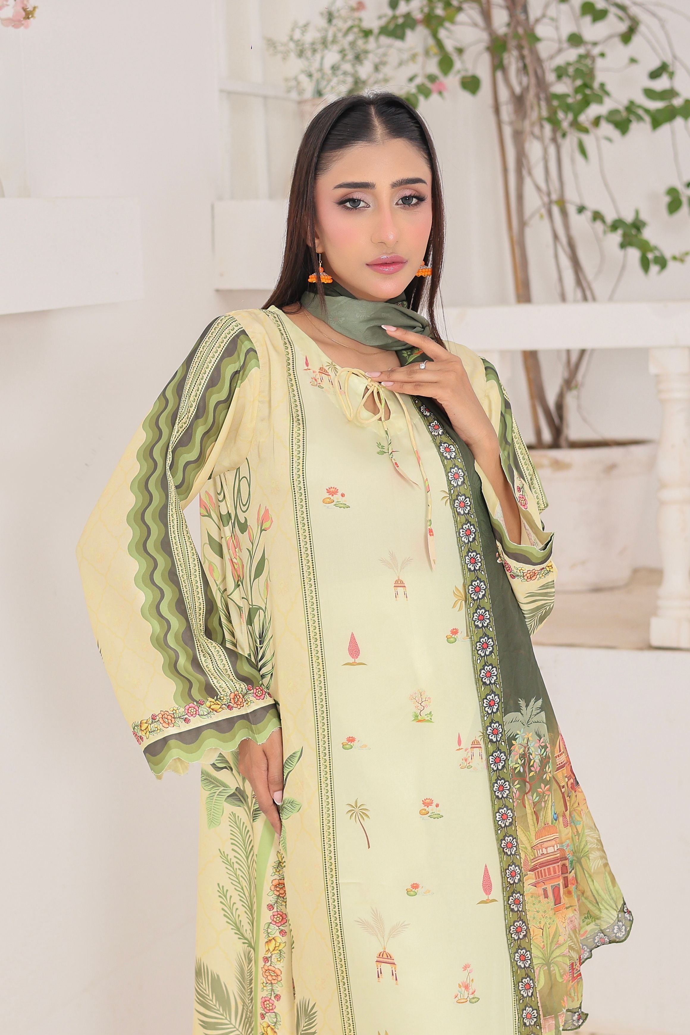 Lemon Zest | 3 Piece Long Shirt Set with Dupatta