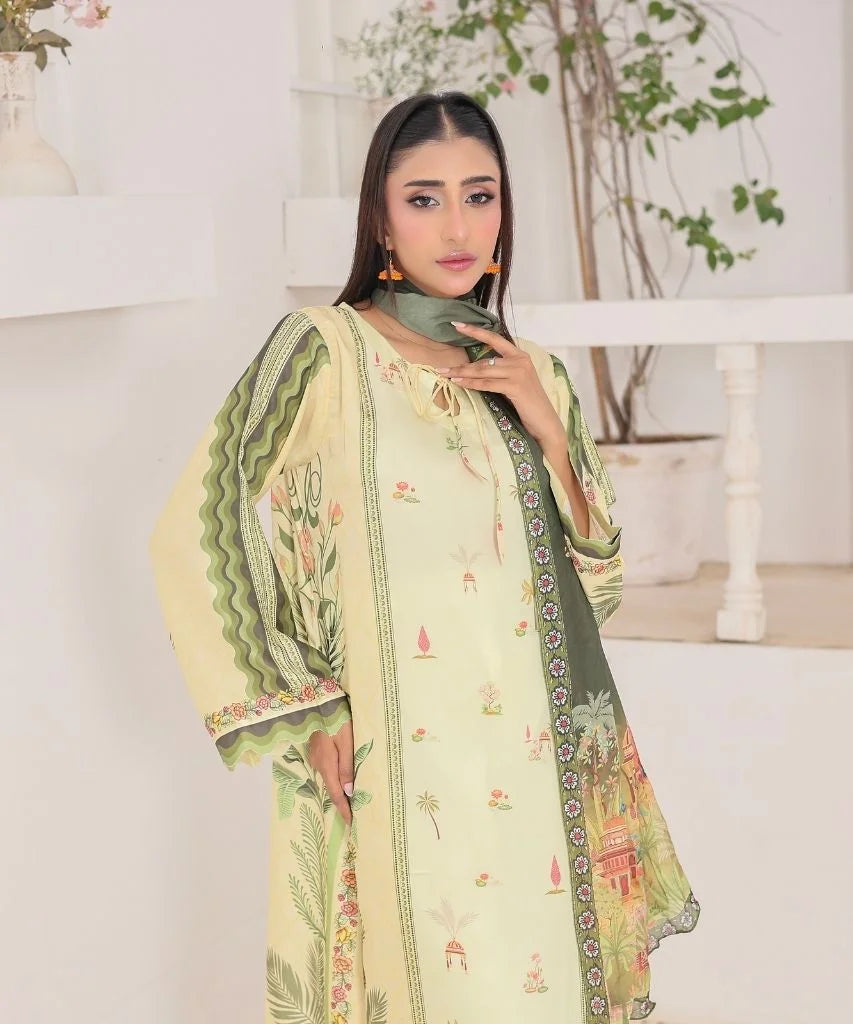 Lemon Zest | 3 Piece Long Shirt Set with Dupatta