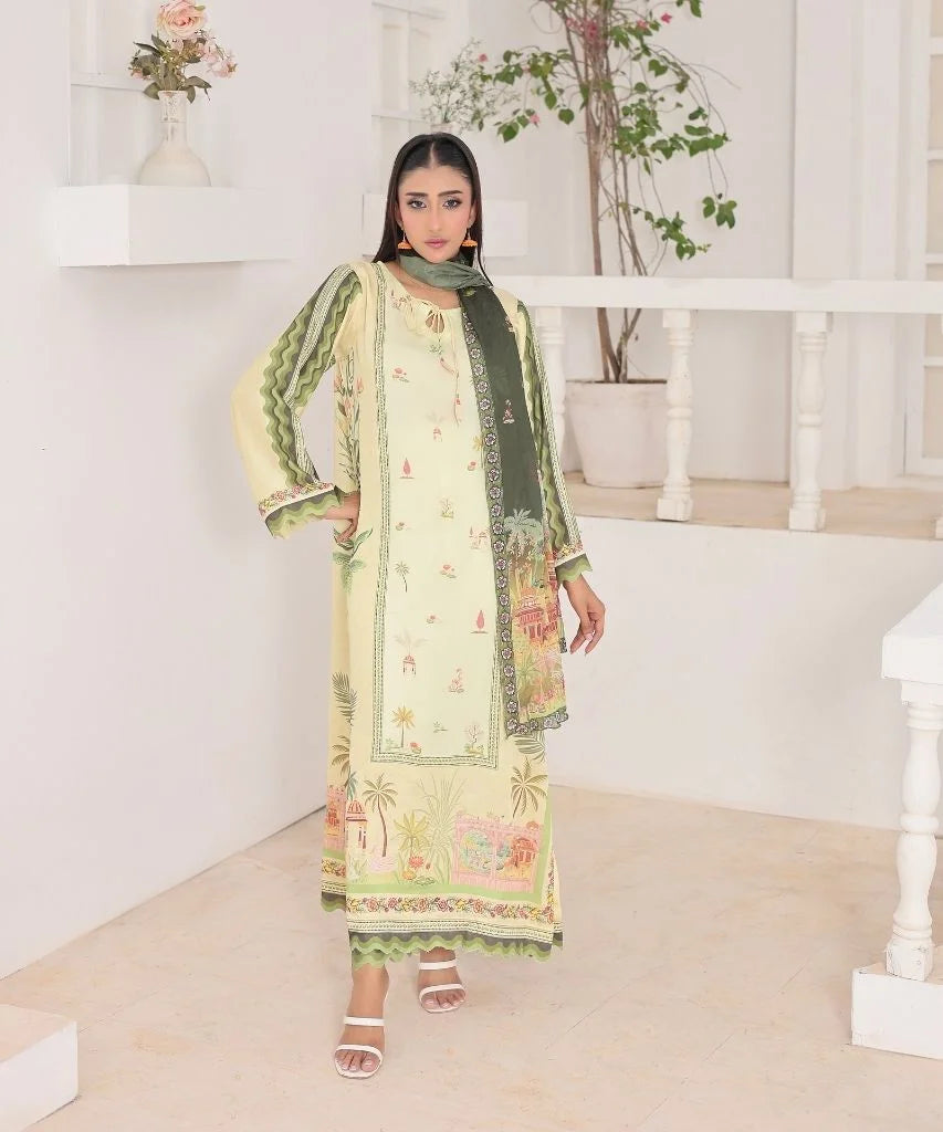 Lemon Zest | 3 Piece Long Shirt Set with Dupatta