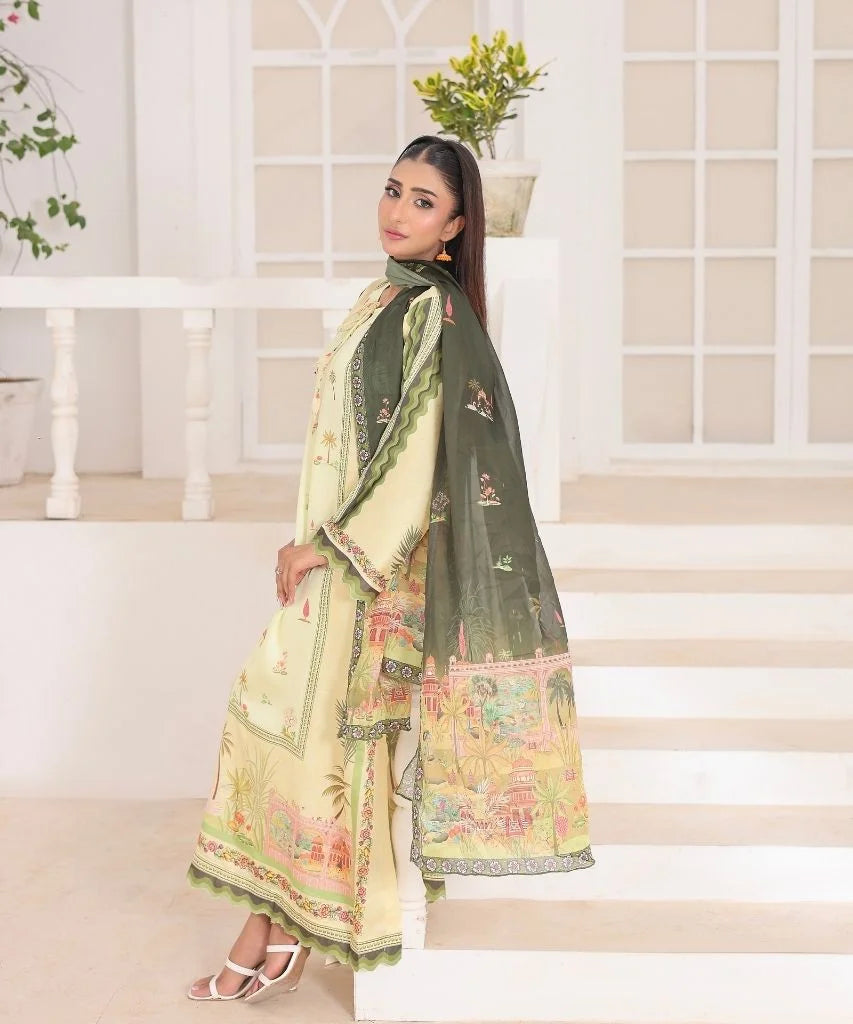 Lemon Zest | 3 Piece Long Shirt Set with Dupatta