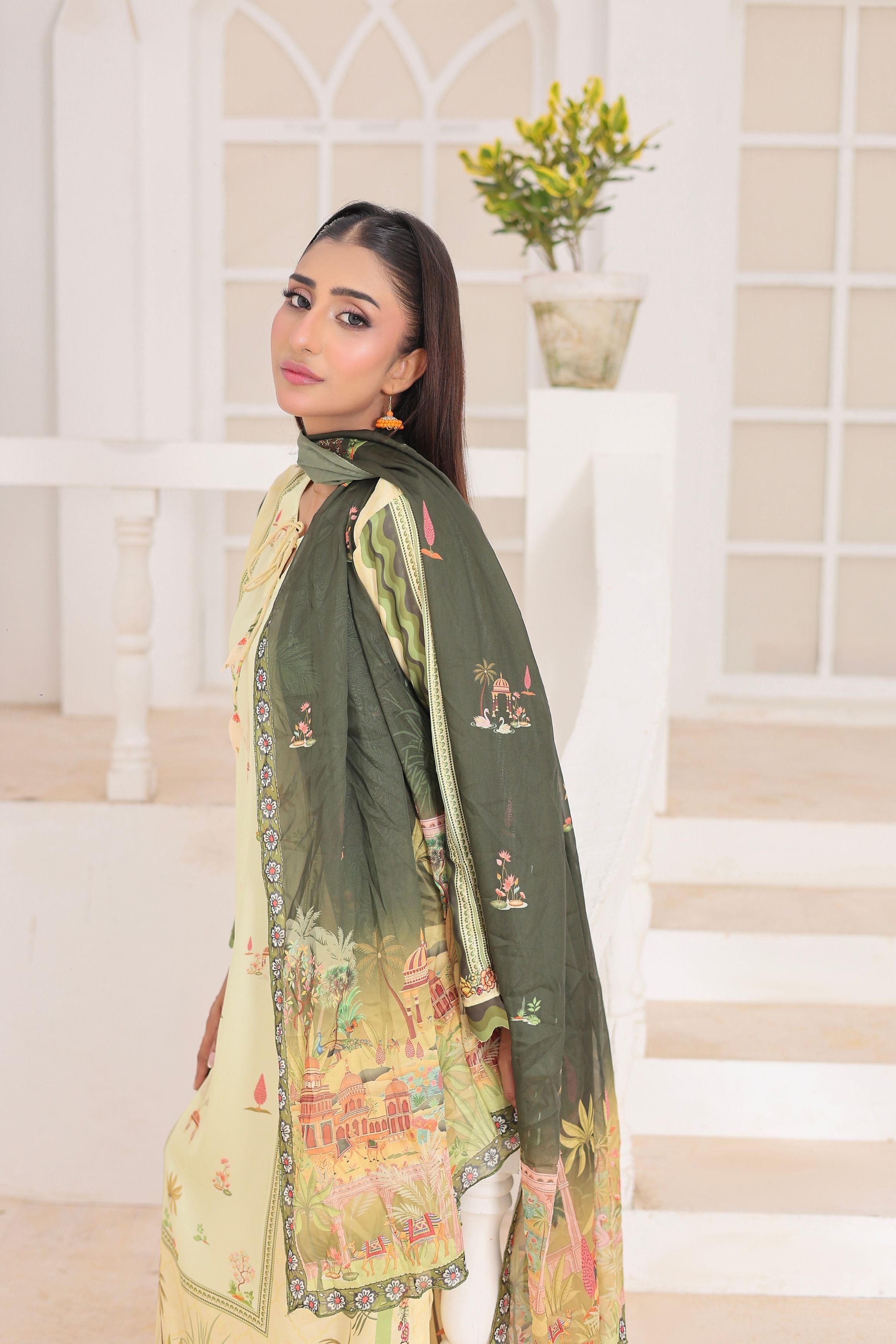 Lemon Zest | 3 Piece Long Shirt Set with Dupatta