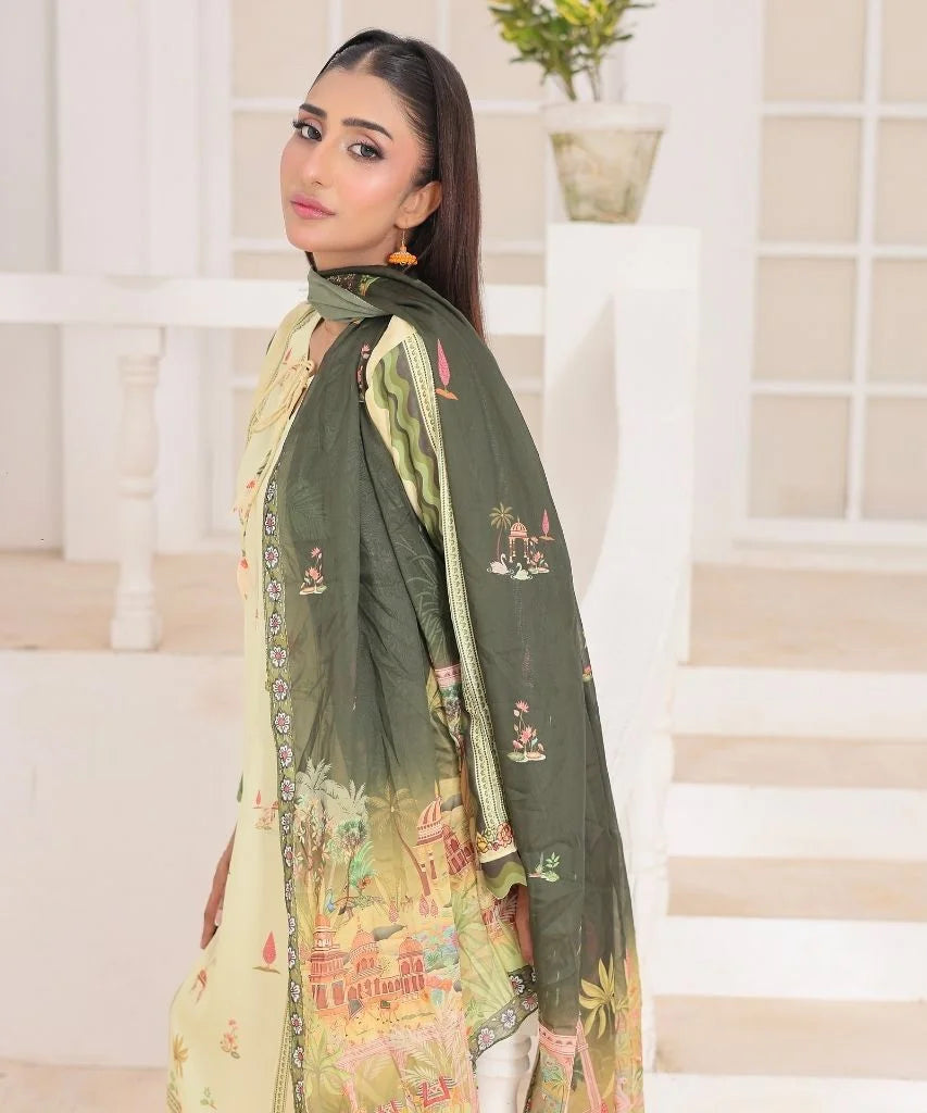 Lemon Zest | 3 Piece Long Shirt Set with Dupatta