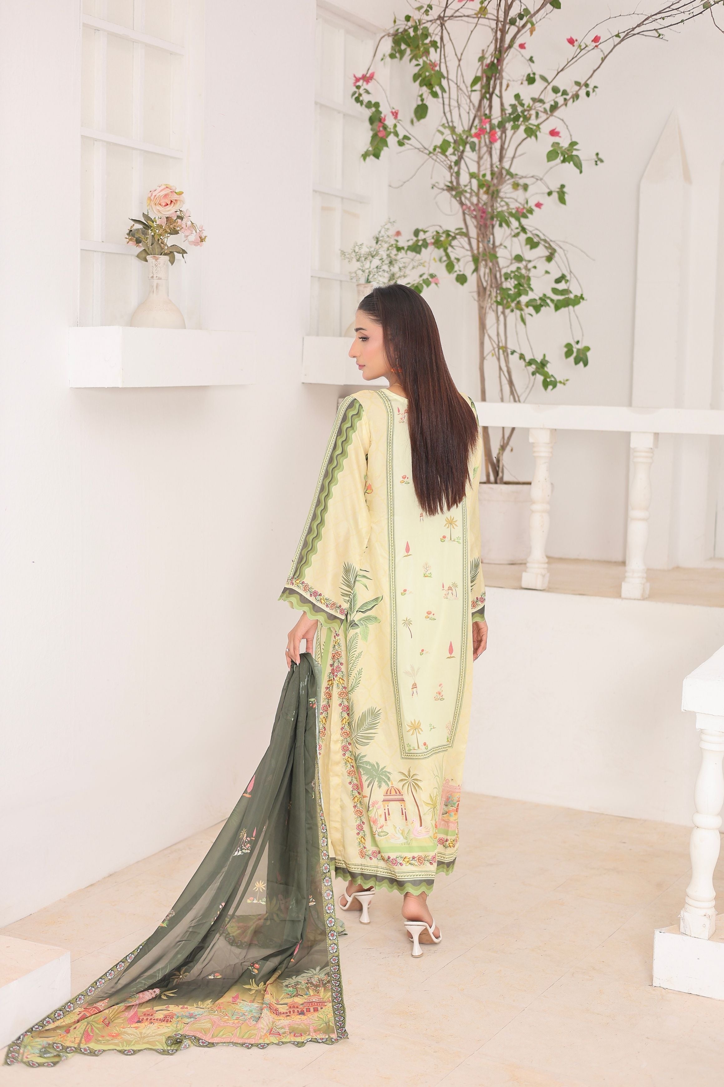 Lemon Zest | 3 Piece Long Shirt Set with Dupatta