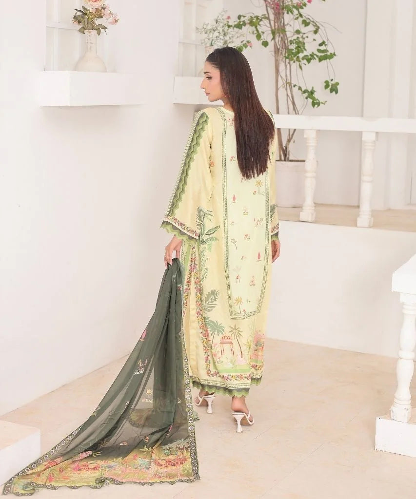 Lemon Zest | 3 Piece Long Shirt Set with Dupatta