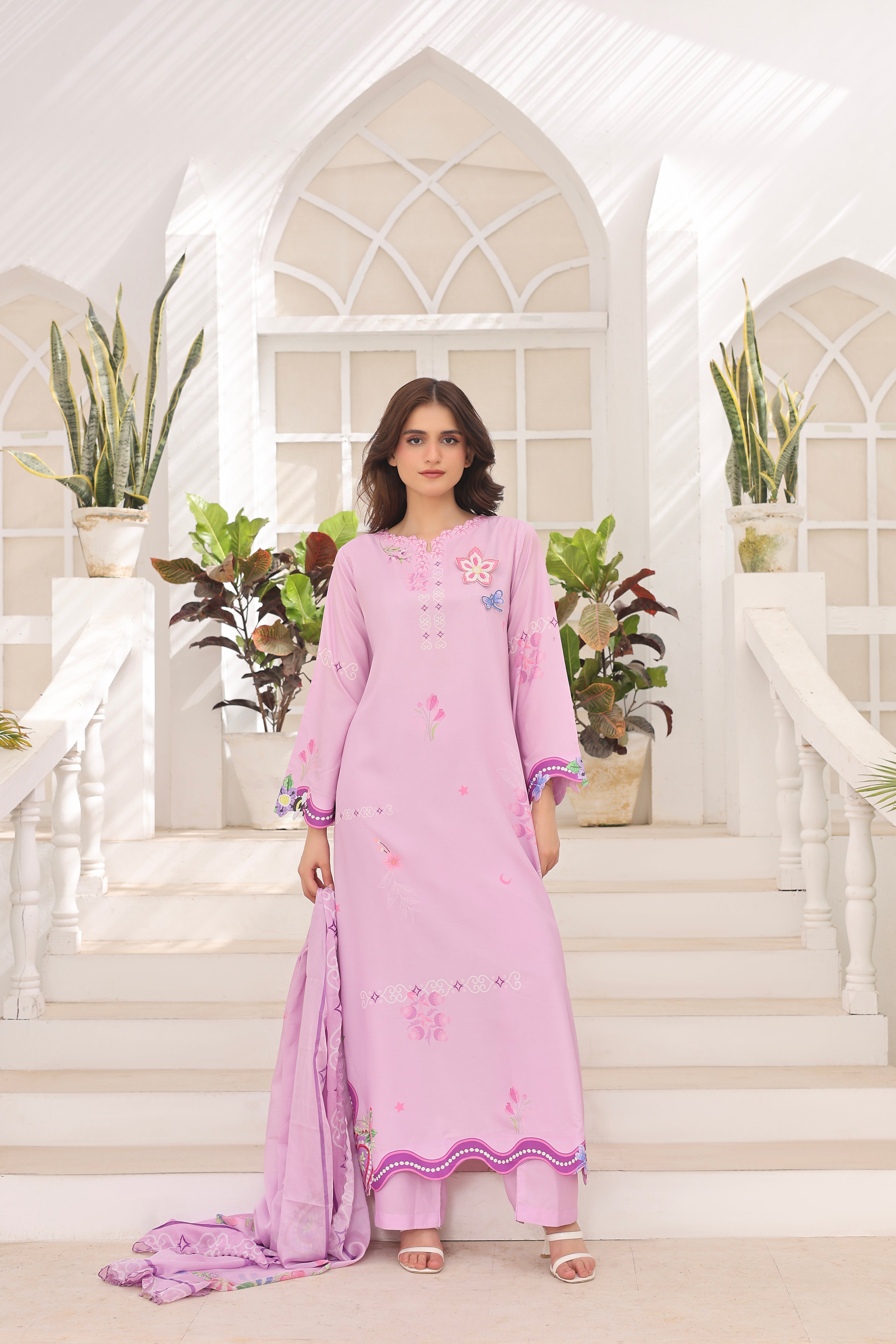 Dreamy Lavender | 3 Piece Long Shirt Set with Dupatta