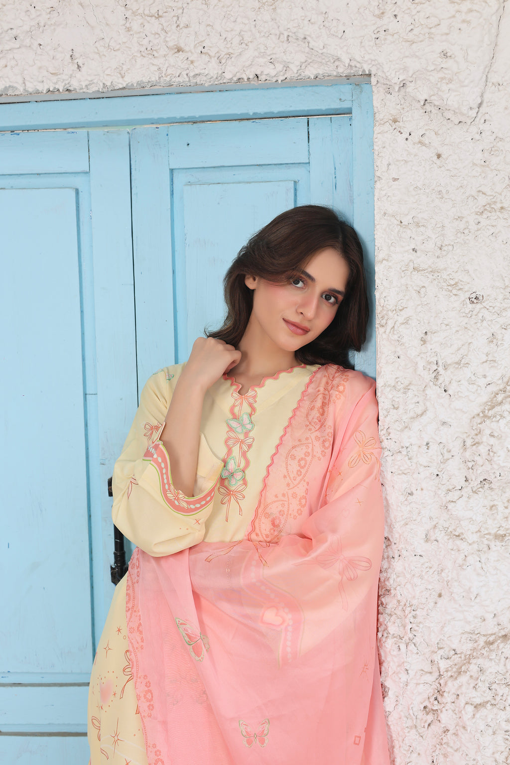 Buttercup Ribbons | 3 Piece Long Shirt Set with Dupatta