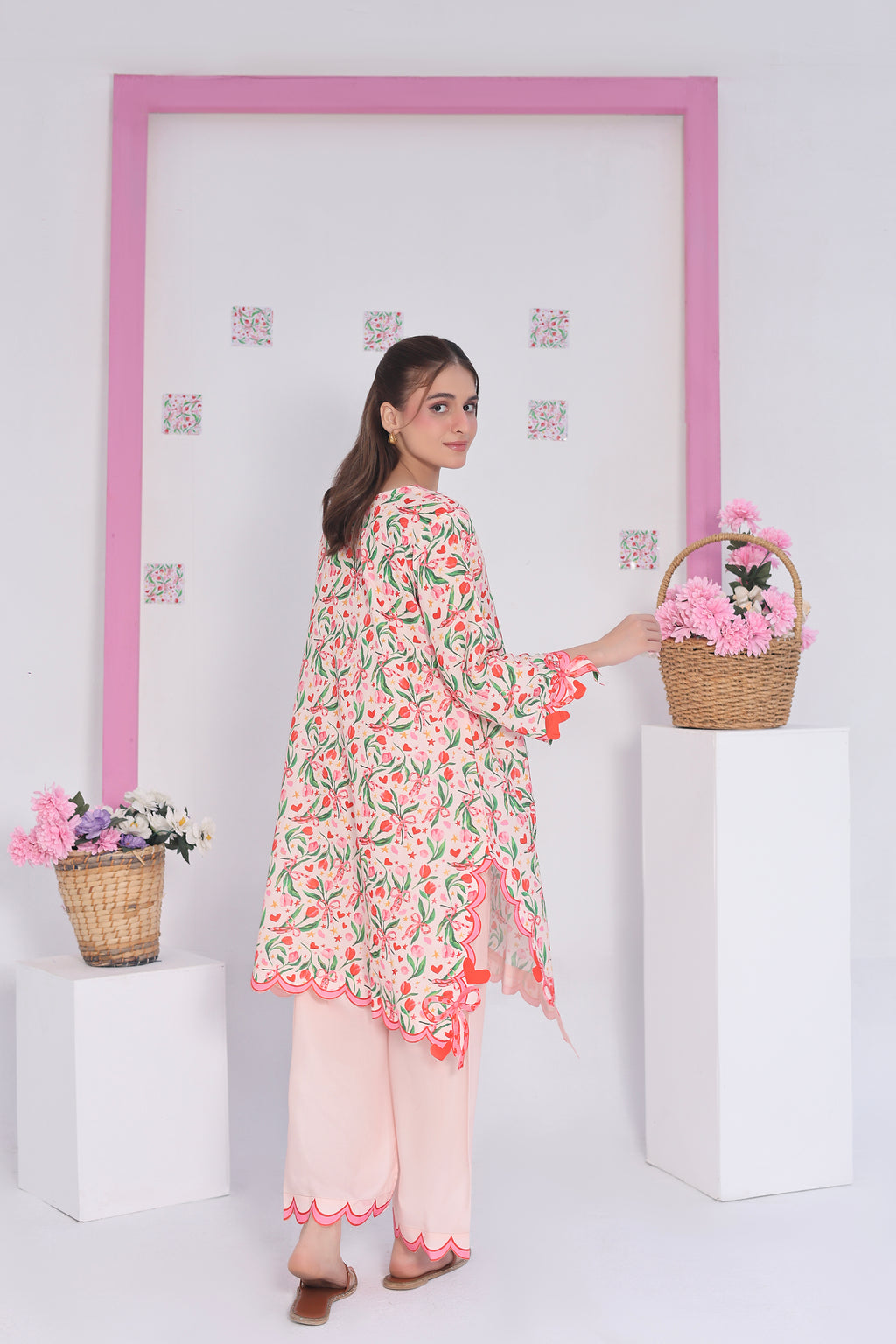 Pink Ribbons | 2 Piece Short Shirt Set