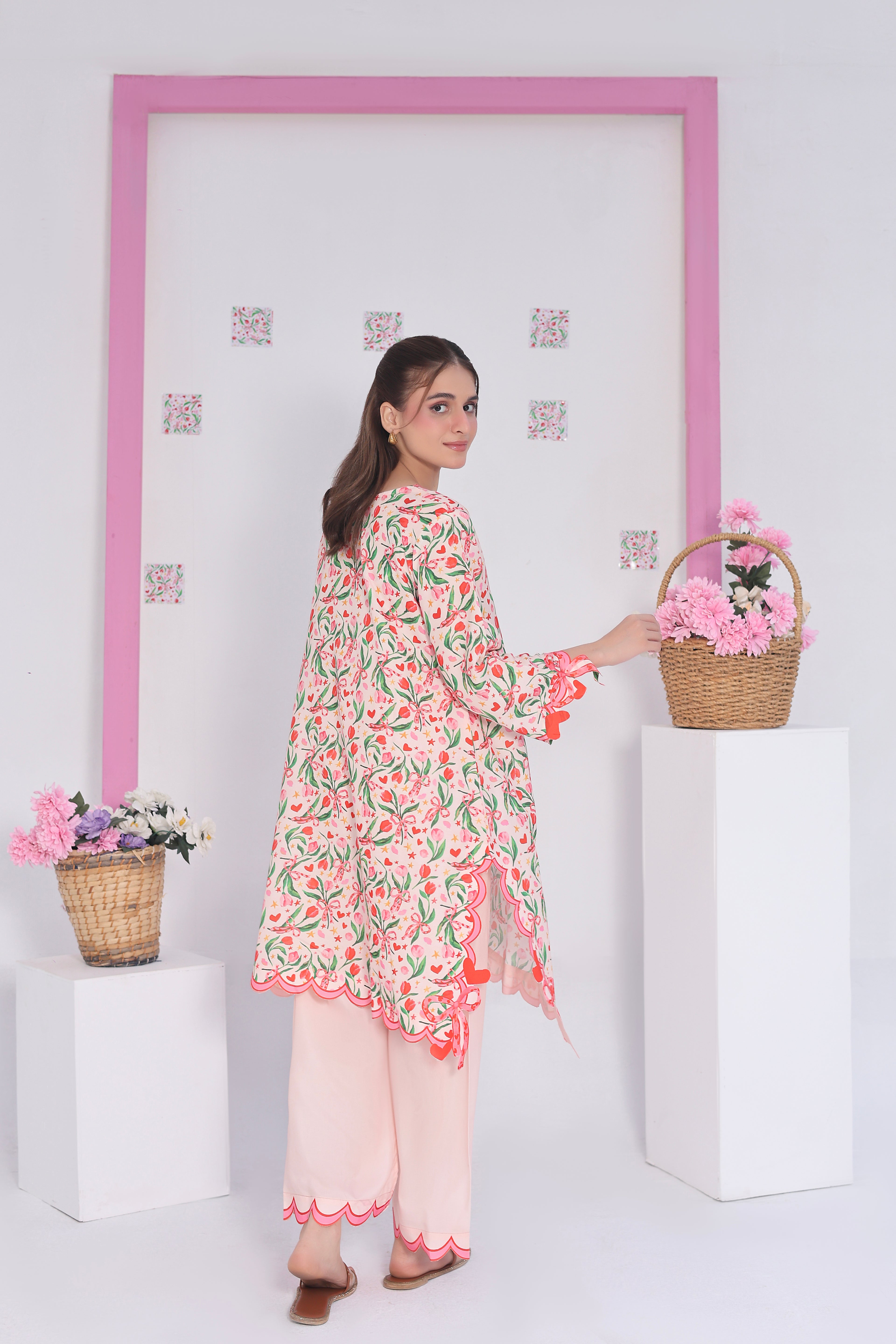 Pink Ribbons | 2 Piece Short Shirt Set