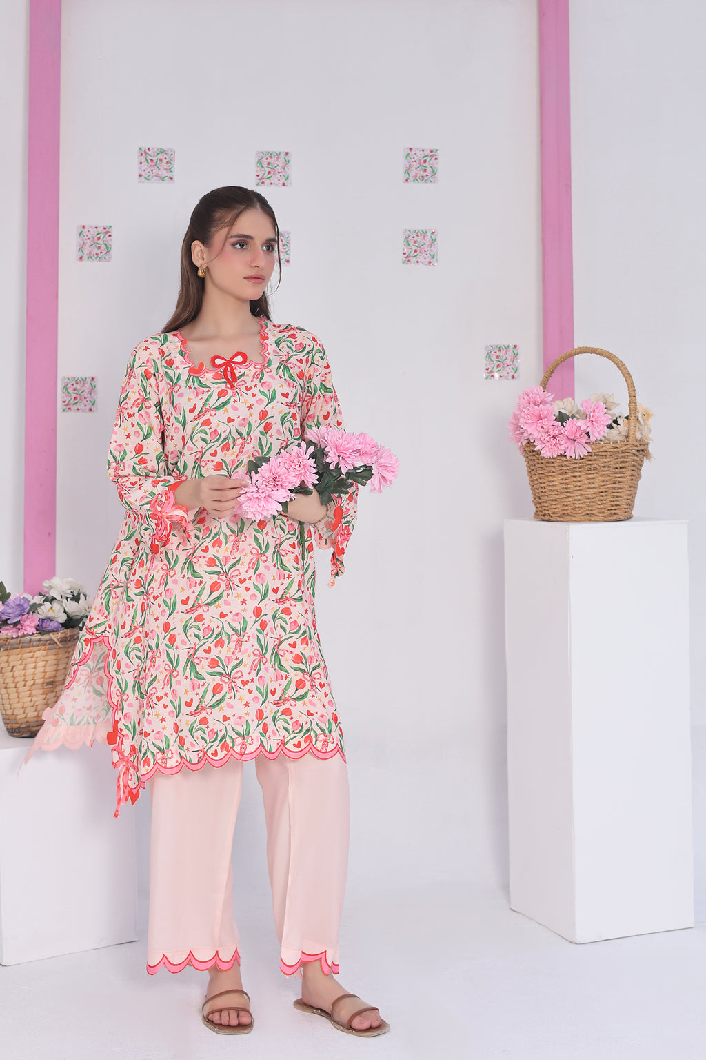 Pink Ribbons | 2 Piece Short Shirt Set