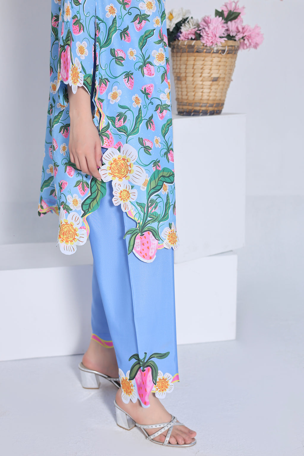 Blue Strawberry | 2 Piece Short Shirt Set