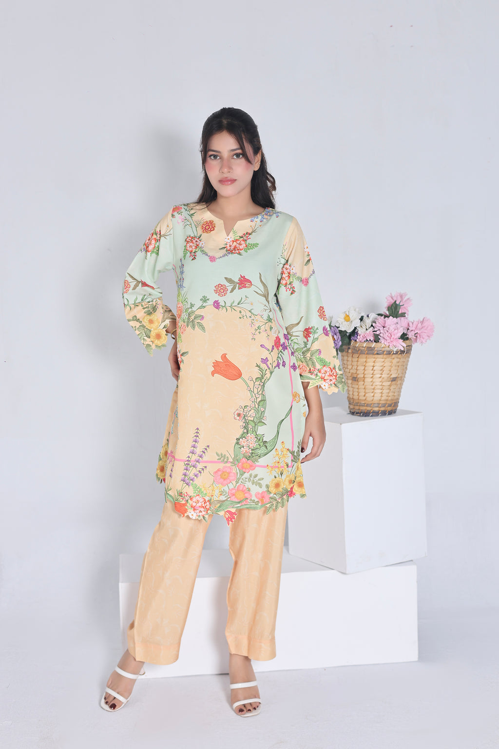 Peachy Mint | 2 Piece Short Shirt Set